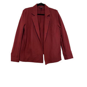 Eileen Fisher sz S red open front cardigan jacket with lapel wool blend #1715